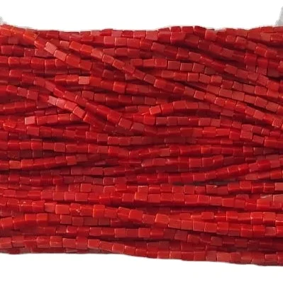RED ORANGE CORAL SQUARE CUBE BEADS 3 to 5 MM STRANDS  for Making Jewelry Necklace Round Shape A GRADE 18 Inch-45 CM