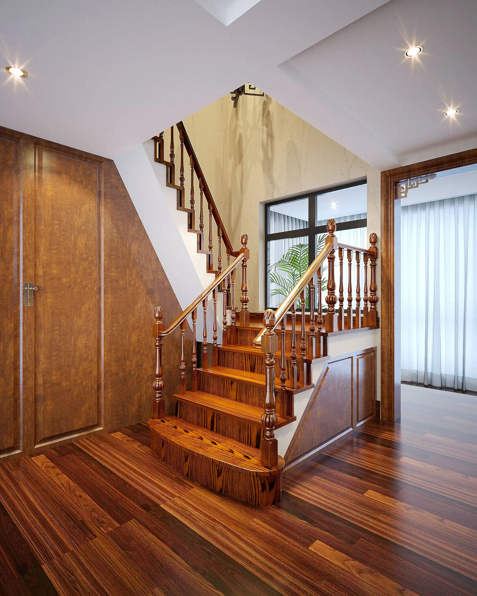 2022 modern style wood tread stairs indoor staircase wooden stair case straight staircase