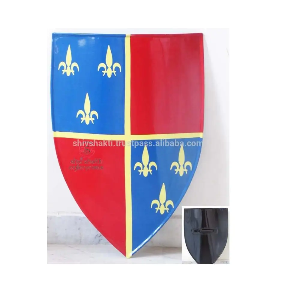Medieval Crusader Heater Shield Medieval Shield  Warrior Armour Shield red and blue color (62016353901)