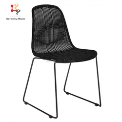 Outdoor Stackable Dining Chair for Cafe Restaurant PE Rattan Woven Chairs