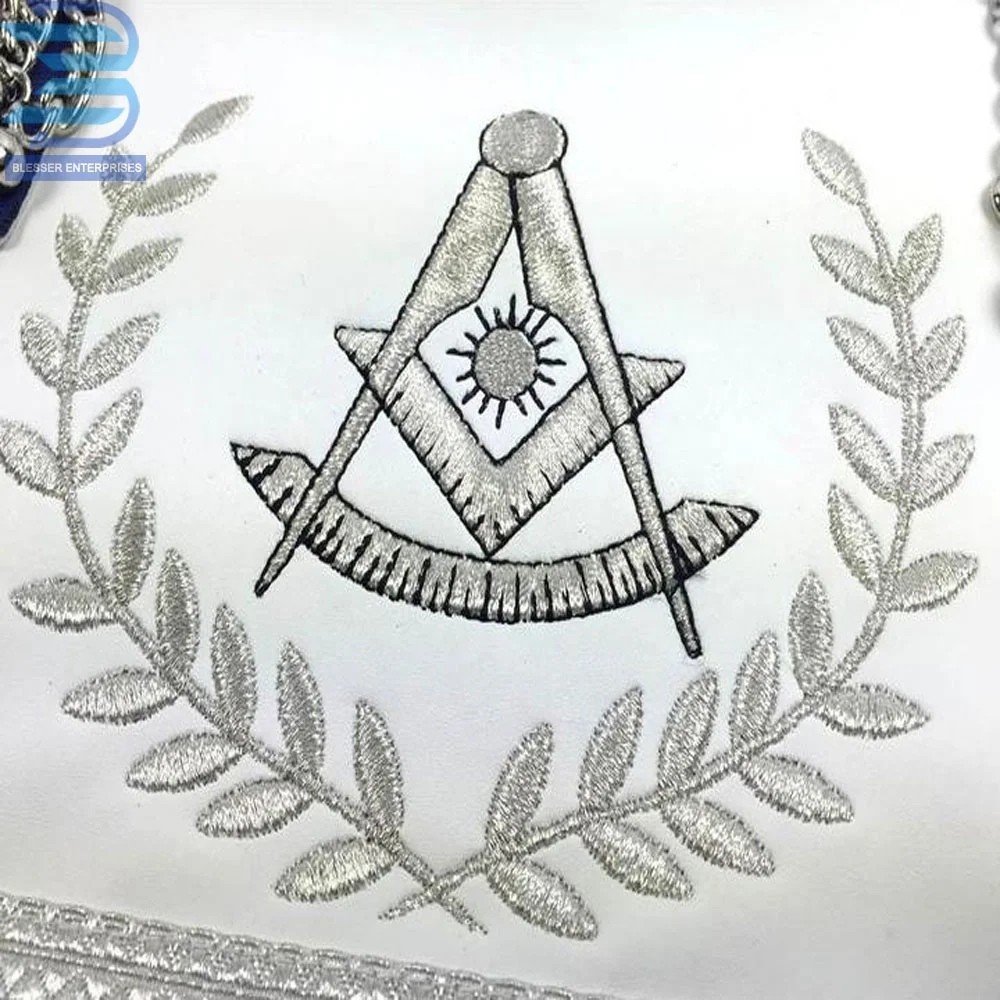 Top Selling Apron Masonic Regalia Blue Lodge Past Master Embroidery Freemason Royal Blue Apron