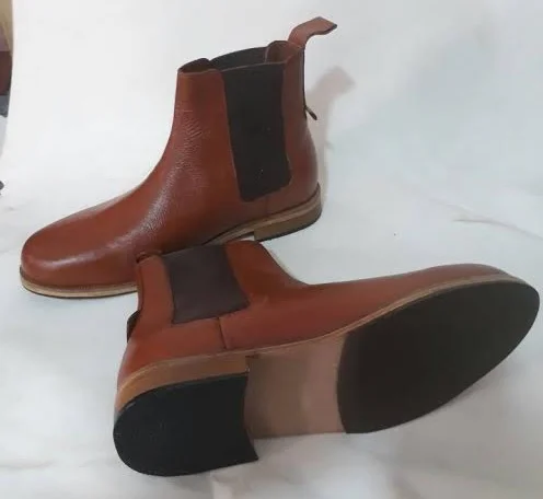 Brown Genuine Leather Chelsea mens boots, 2020 Men Waterproof All Season Chelsea boots