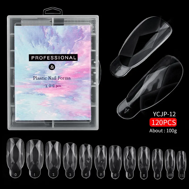 120pcs/Box Nail Art Mould Tips Nail UV Gel Long Coffin Square Ballerina Stiletto Nail Extension Mold Quick Building Mold
