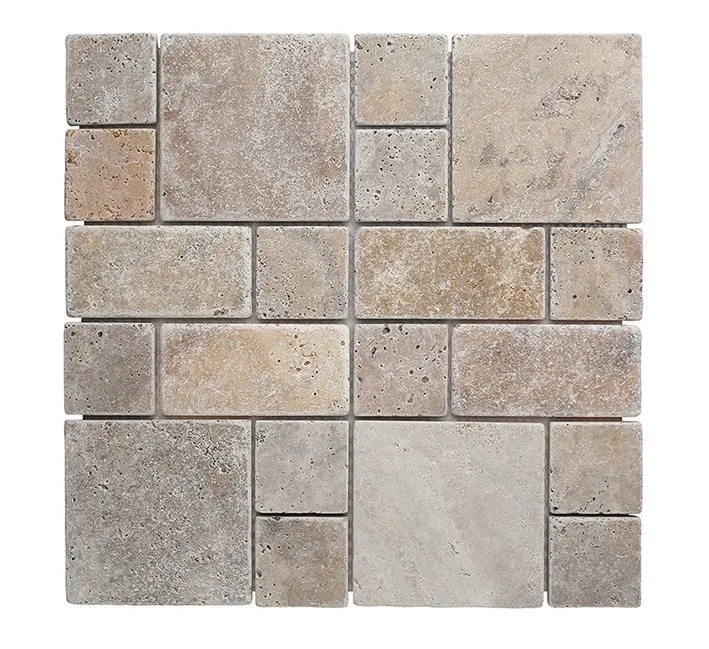 Quality Scabos Natural Stone - Split-Face Travertine Mosaic - Customizable Wall & Floor Tiles