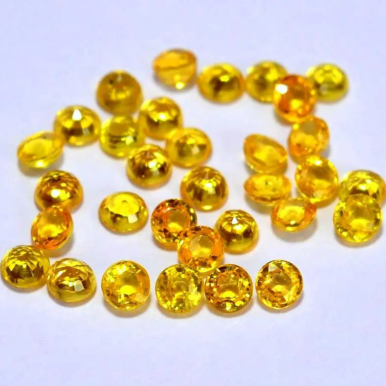 Natural Round Shape Faceted Yellow Sapphire Loose Gemstone Polished Cabochon Making Jewelry wholesale price