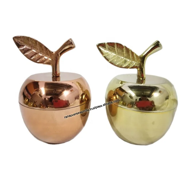 Top Quality Hot Sale Apple Shaped Copper And Brass Plated  Aluminium Serving Bowl With Lid For Dried Fruits Nuts