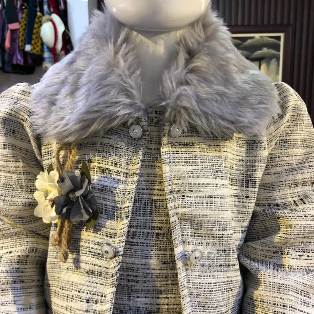 khaddar fabric coat with silk frock beautiful coat with amazing design beautiful silk frock with hairband