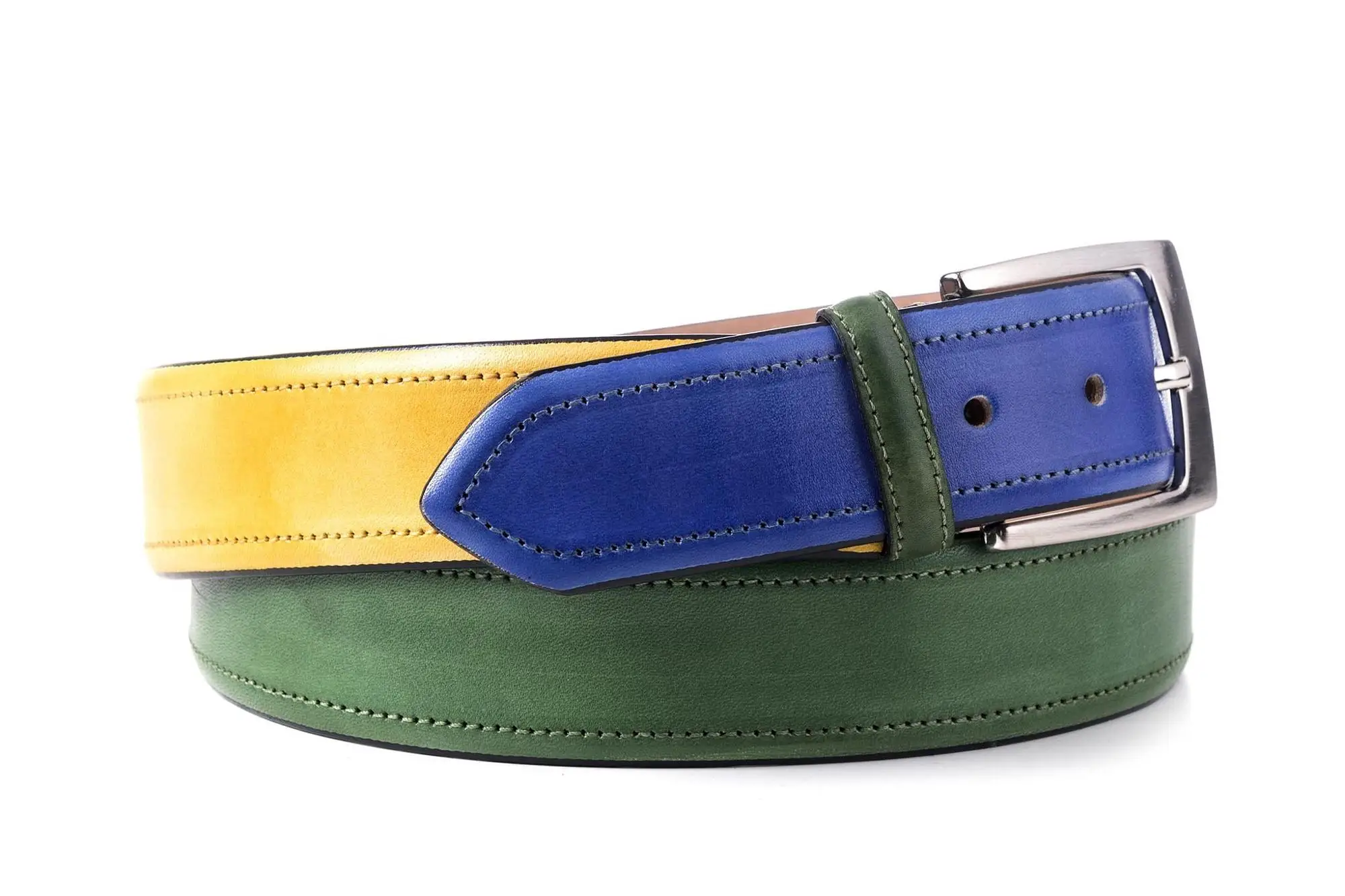 New Fashion Italian Handmade Leather Belt Genuine Leather GLVB0013 Galvaine Steel 150 TR