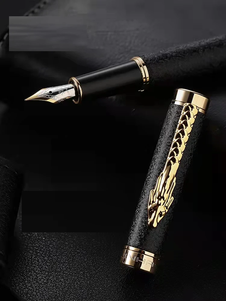 Jinhao 1008 0.7mm portable metal fountain pen dragon head pen clip business writing pen
