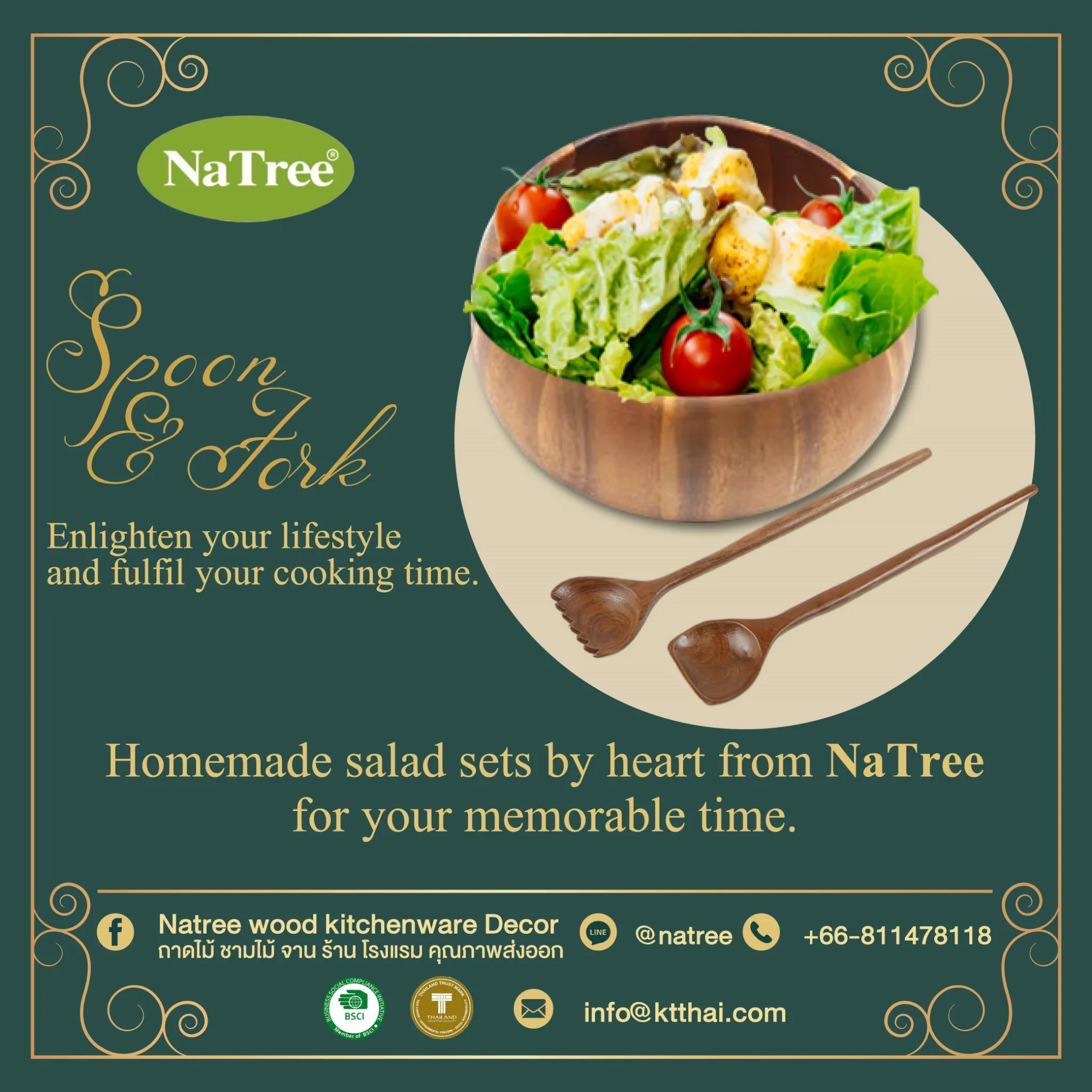 High Quality & Premium Product Natree teak salad bowl kitchenware cookware tableware