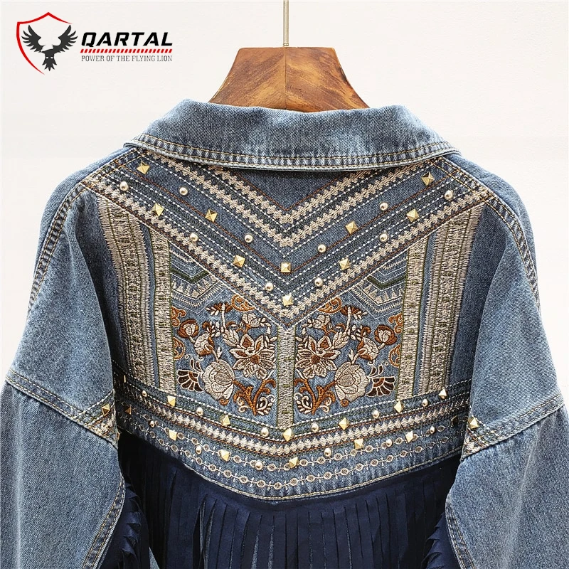 Korean Floral Embroidered Ladies Denim Jacket Premium Quality Best Wholesale Jeans Jacket For Women Customized Logo And Design