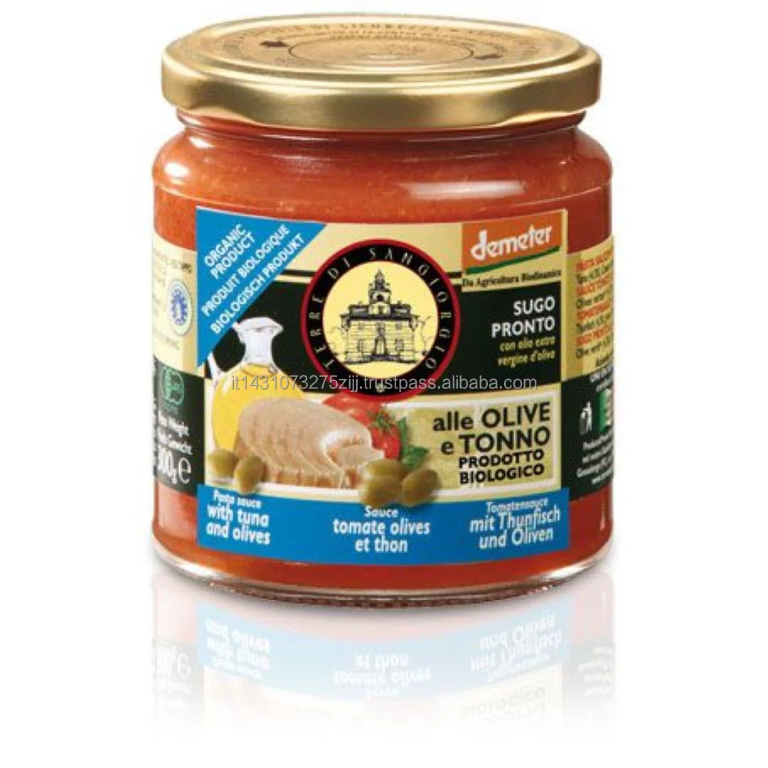 Made in Italy top quality organic bio ready to eat TOMATO SAUCE with tuna and olives 300gr
