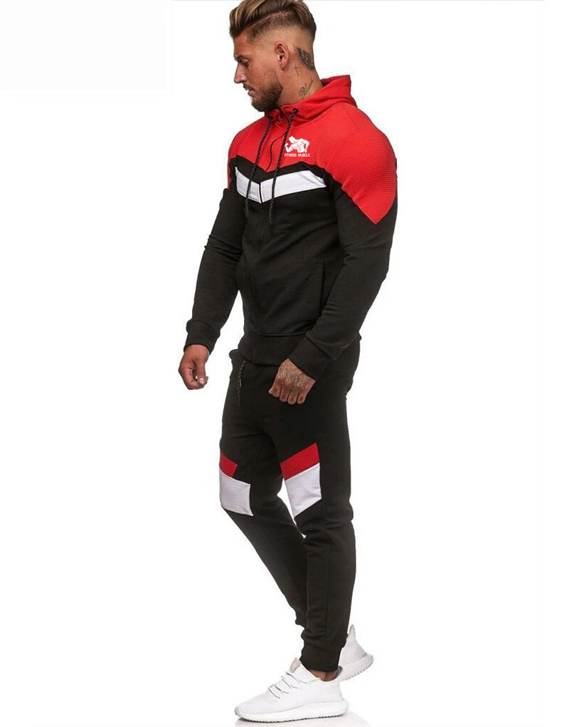 Gym Workout Tech Fleece Tracksuits Contrast panel work Muscle Fit Beast Body Active Wear OEM Blend Track Suits Sweat Suits
