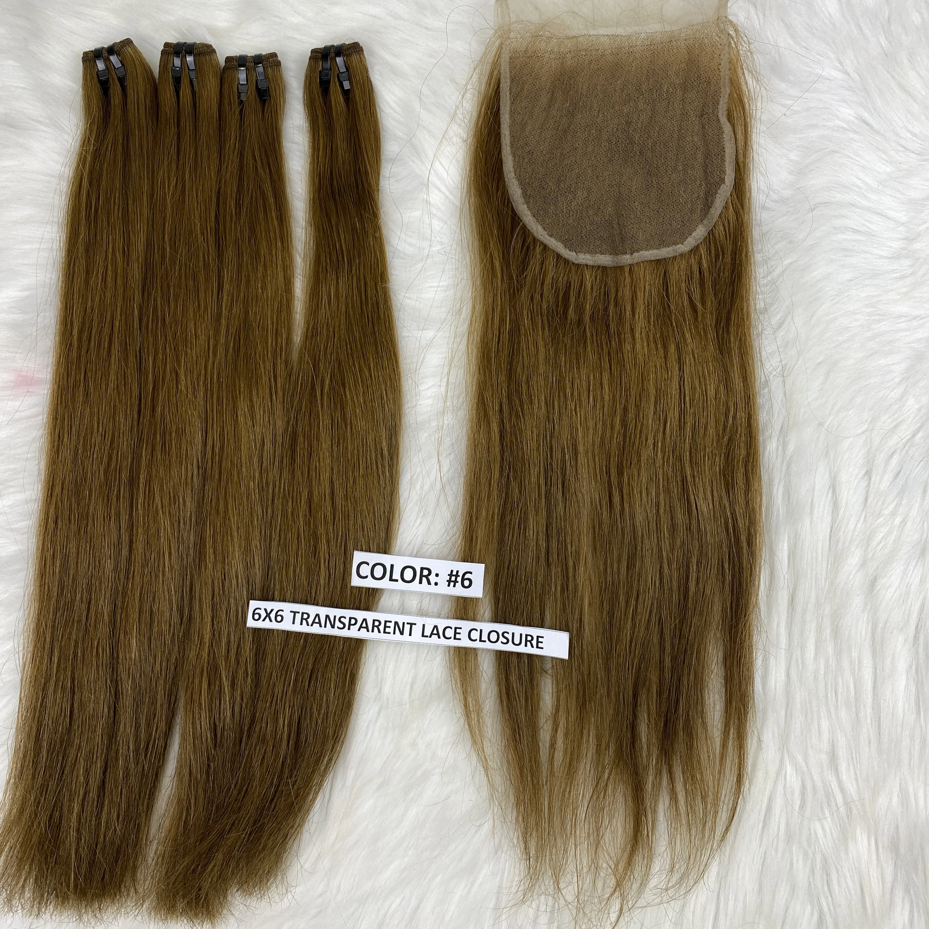 Best Selling Brazilian Combo 3 bundles&1 Lace Closure 6x6 Transparent chestnut color Mink Human Hair Unprocessed Raw Supplier