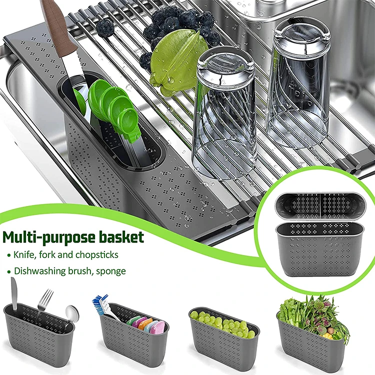 Maisons Multipurpose Dish Drying Rack for Cups Fruits Over Sink Folding Drainer Stainless Steel Dish Racks