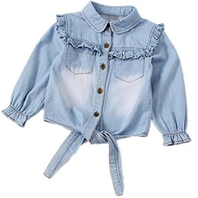 
Denim Jeans Shirts And Tops Export Oriented For Baby Girls From Bangladesh casual fashion full sleeve girls shirts 