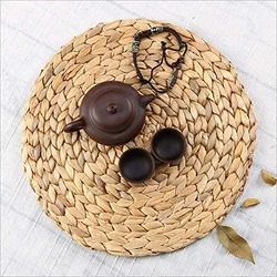 Rattan Placemats Circle Woven Placemats Water Hyacinth Straw Braided Table Placemat Made in Vietnam