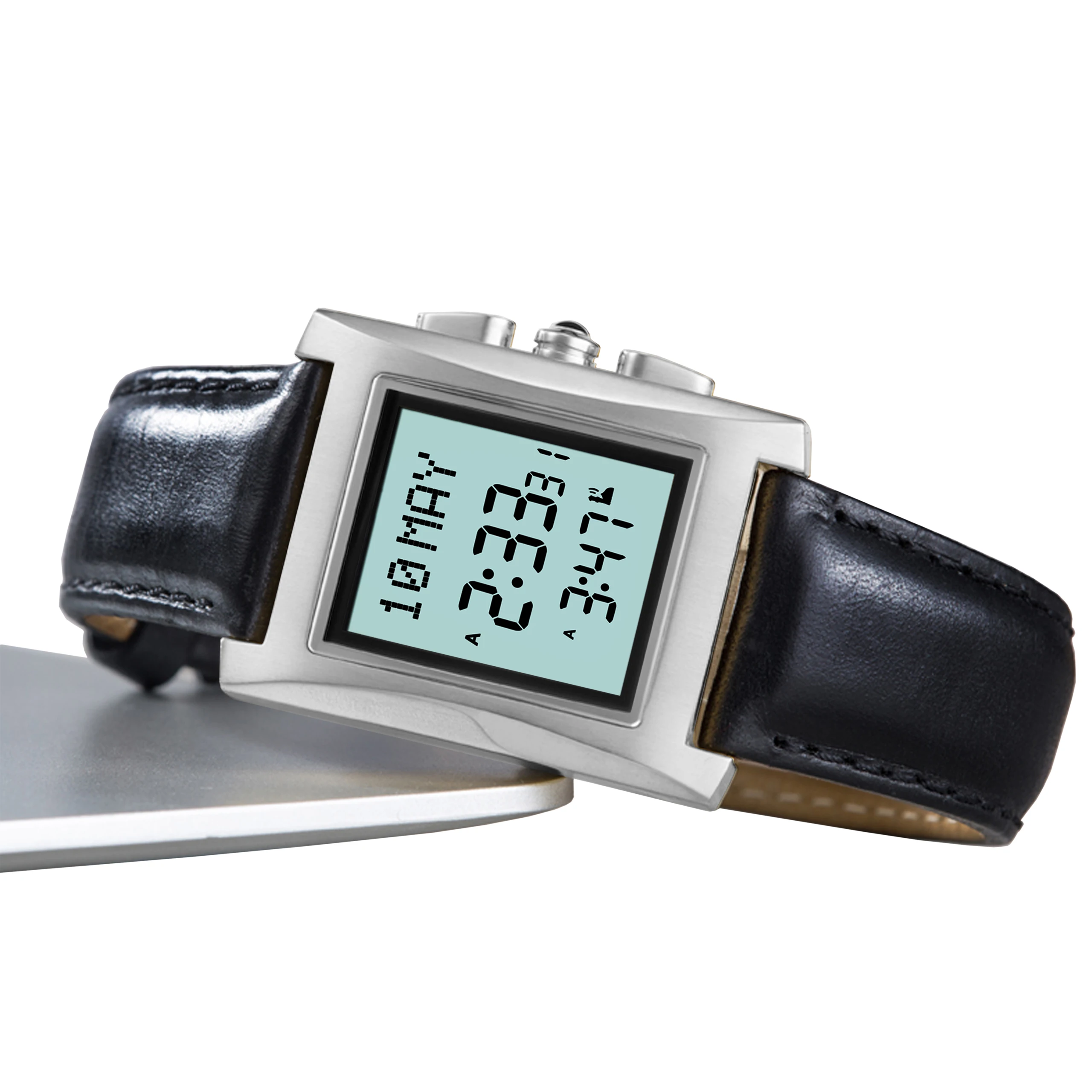 alazan Islamic muslim azan time alfajr rectangle Stainless steel prayer qibla compass waterproof  world praer time Square watch
