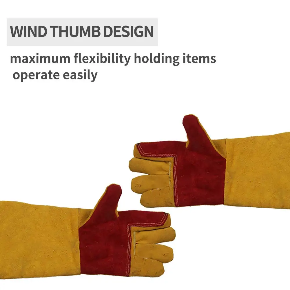 Leather Welding Gloves Extra Long Sleeves  Working welder Protect Gloves Wholesale factory price welding gloves