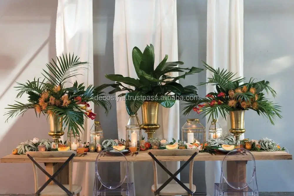 Gold Metal Urn Flower Vase