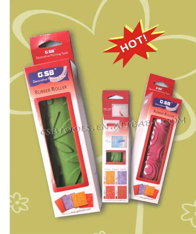 Custom Size paint tool rubber handle microfiber cover decorative paint roller brushes pattern paint roller