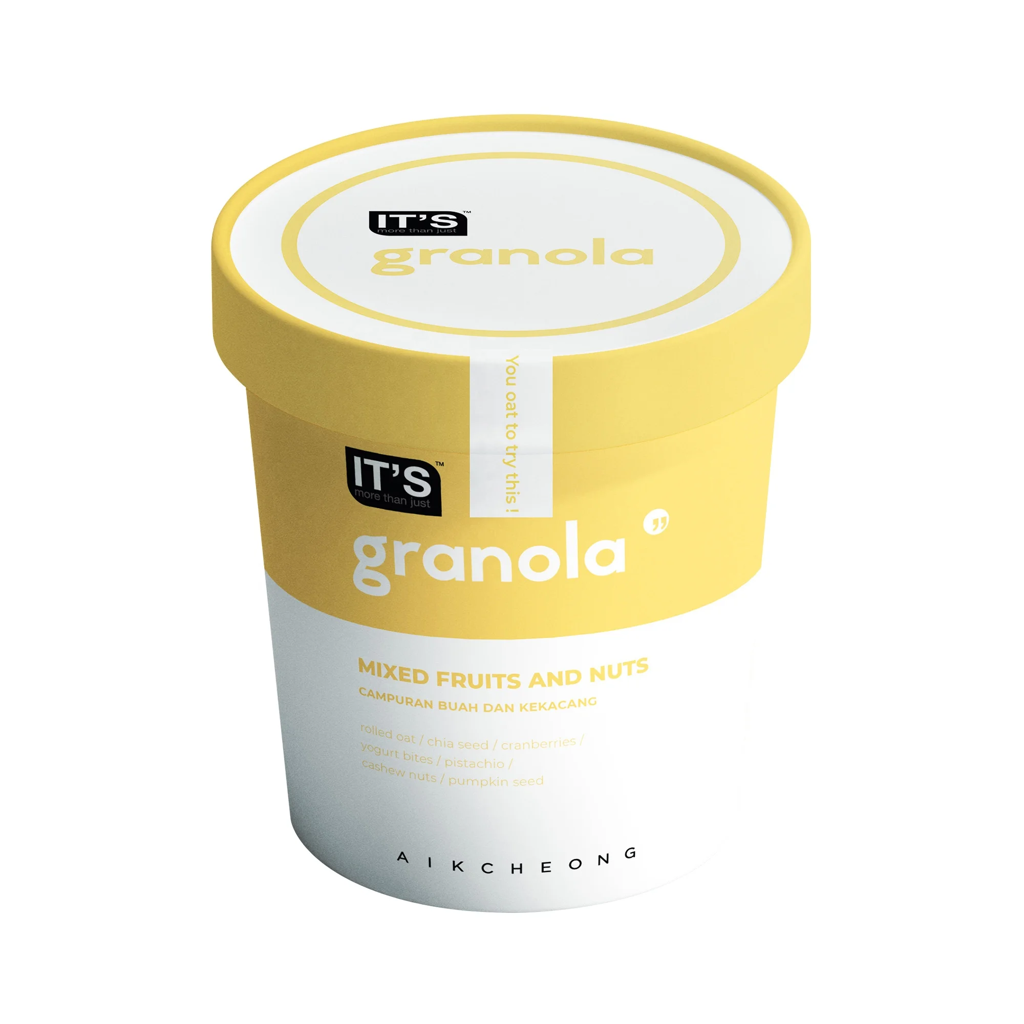 Aik Cheong Granola смешанные фрукты и орехи чашка (это больше всего) Малайзия вес нетто 50 г