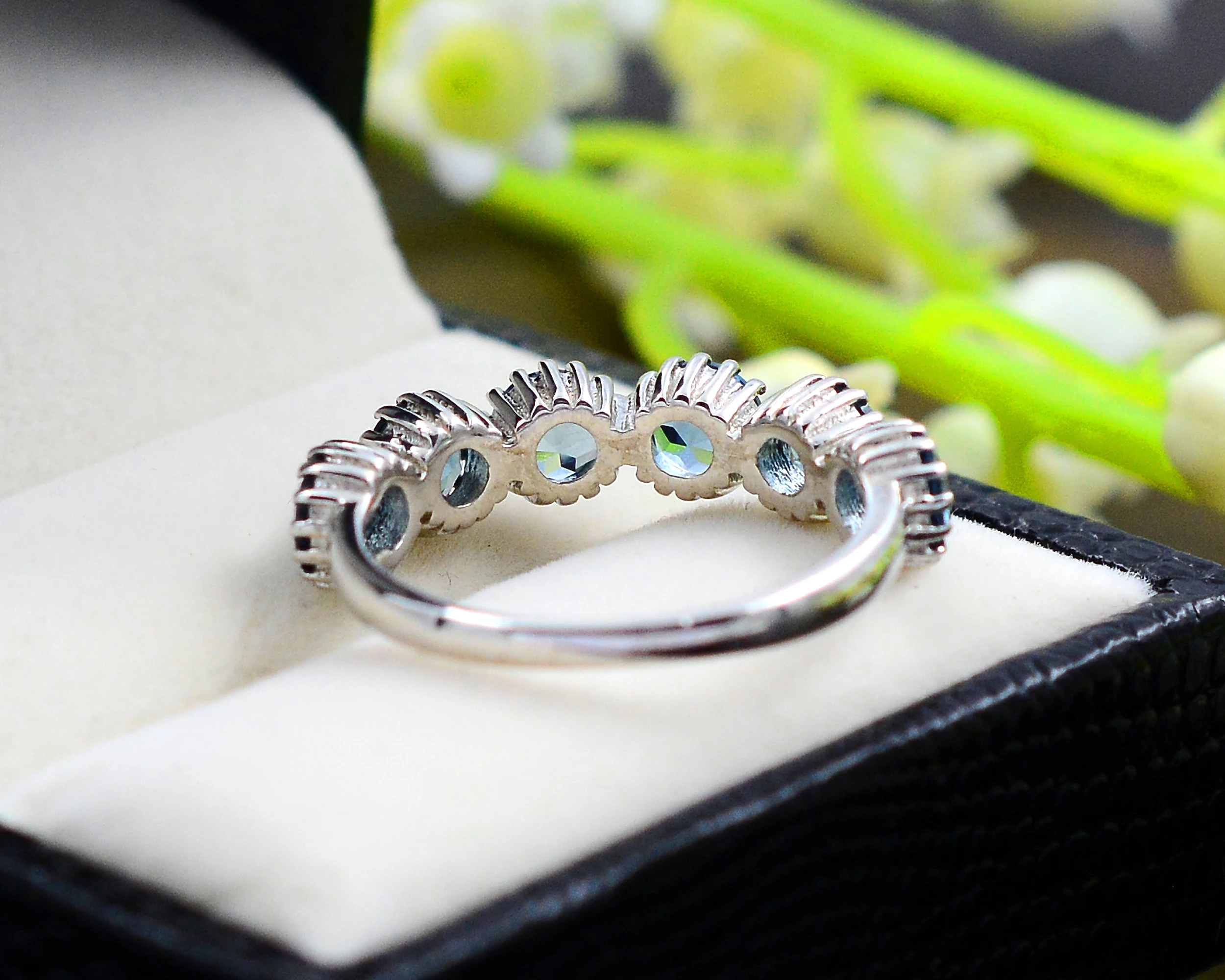 Wholesale Supplier Natural London Blue Topaz 5 mm 925 Sterling Handmade  Silver Ring women jewelry manufacturer from India