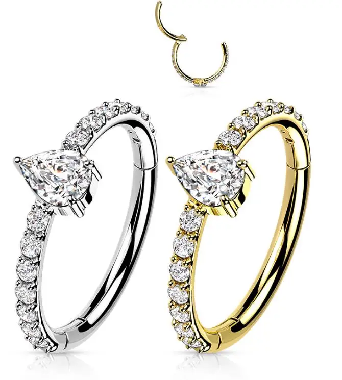 Wholesale Real 14k Solid Gold body Septum Cartilage Helix Earlobe bulk piercing jewelry design Hoop diamond Nose Ring for women