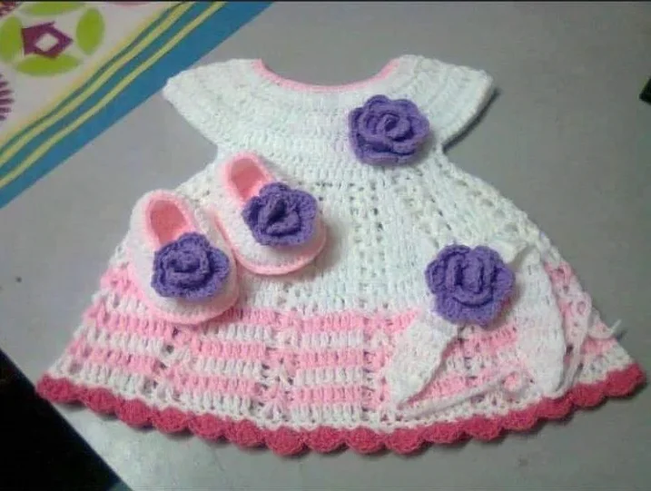 High Quality Hand Made Custom Design Hot Selling Baby Girls Kids Infant Toddler Wool Sweater Outfits Dress Made In Bangladesh