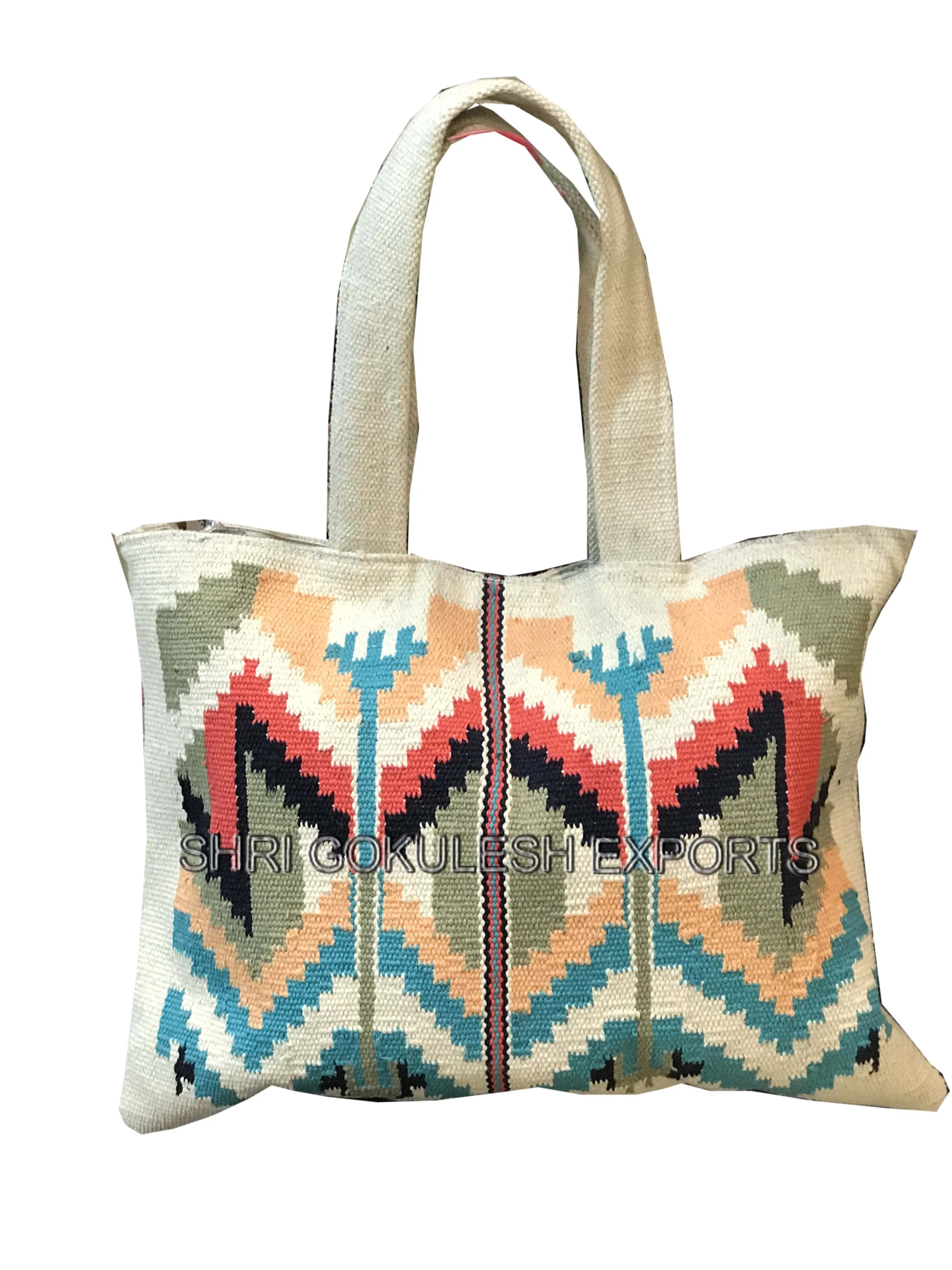 Customized Size High Quality Indian Handloom 100% Cotton Shopping Tote Bags