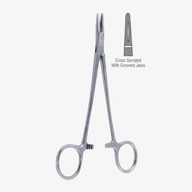 Хирургические инструменты держатели игл и продеватели обжимные деревянные с храповым механизмом для пальцев.