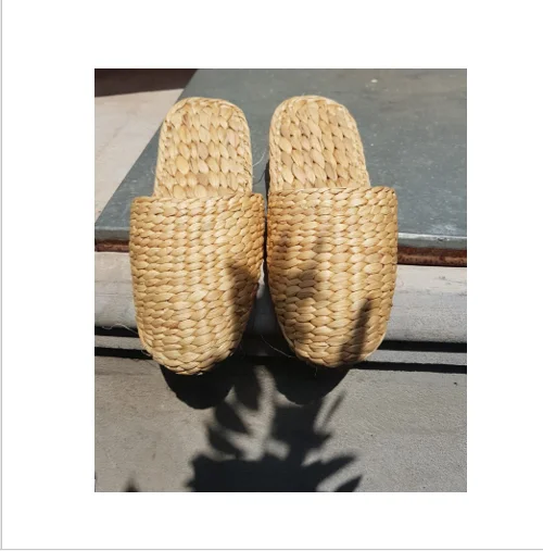 Плетеные Тапочки ручной работы натуральные тапки с Гиацинтом женские сандалии вьетнамское ремесло
