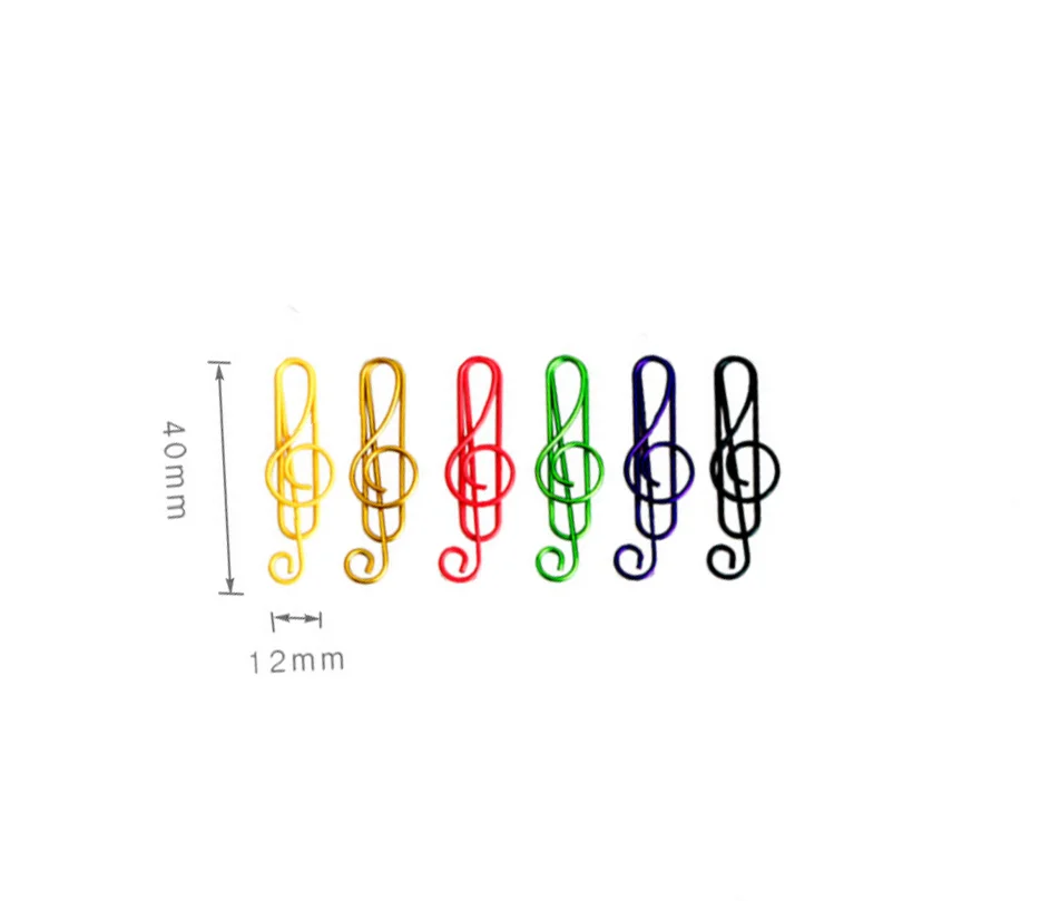 50pcs PP box packing metal creative musical notes shape paper clips with assorted colors