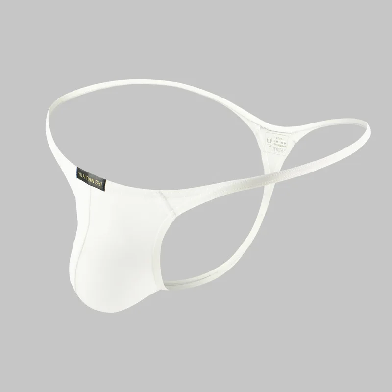 Men G-string Thong Ice Silk Underwear Male Sexy Elephant Nose Big Pouch Briefs Gay Panties Man Solid Tanga Underpants