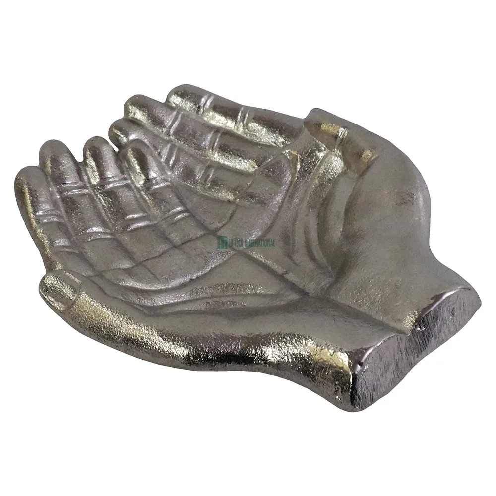 Silver/Gold Metal Open Hand Sculpture - Aluminum Handmade Antique Show Piece - Chocolate/Candy Platters - Christmas Decorations