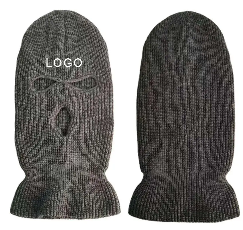 
Wholesale Custom Winter Man Knitted 3 Hole Designer Ski-mask Skimask Fleece Balaclava Motorcycle Full Face Ski Mask Hat 