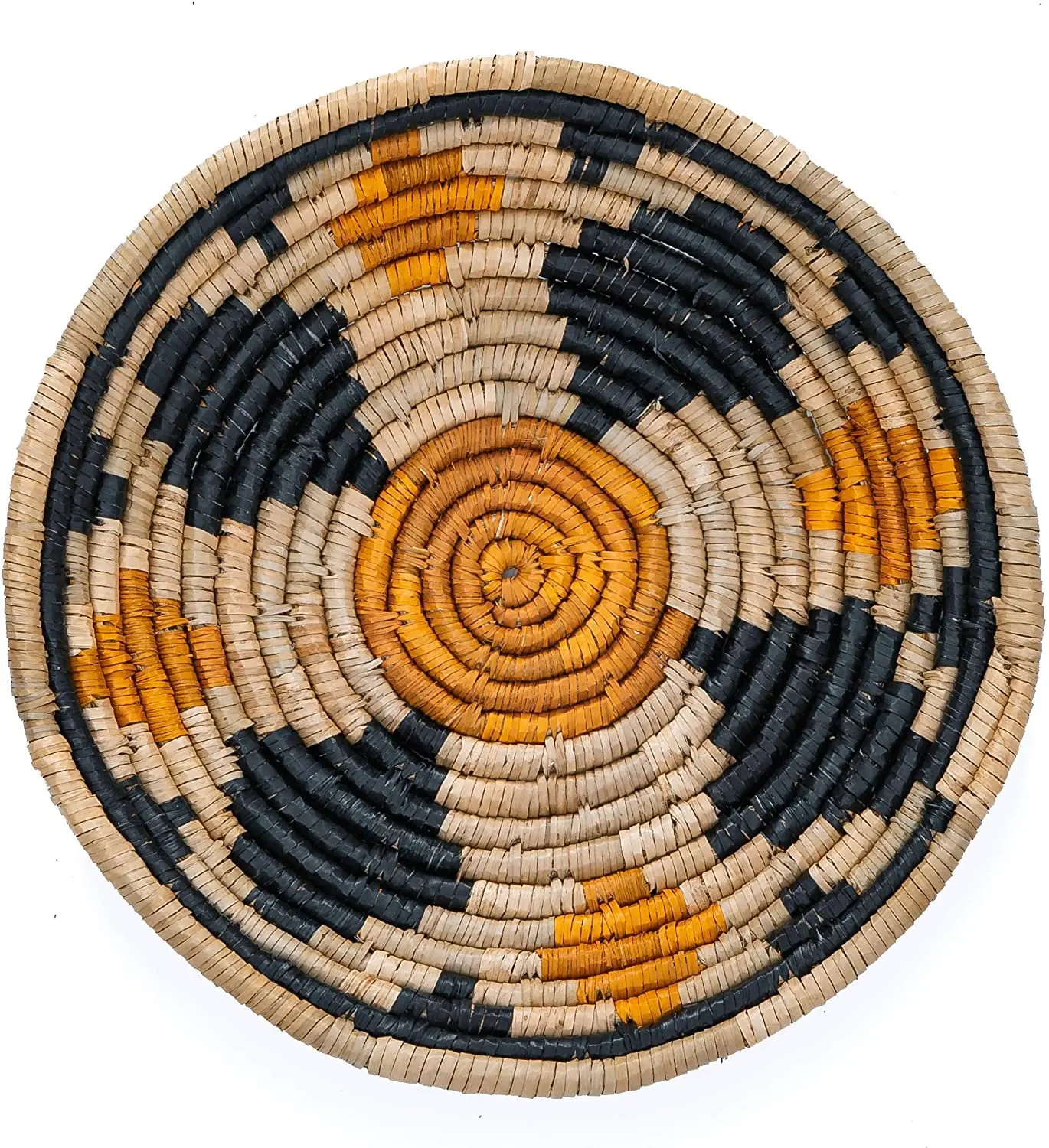 Wicker Wall Basket Decor Set of 4 Oversized, Hanging Natural Woven Seagrass Flat Baskets, Round Boho Wall Basket Decor