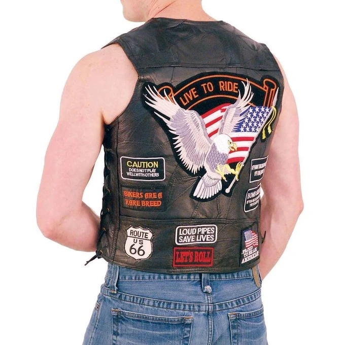 American Flag Vest Lightweight Premium Cow Leather Biker Vest Motorcycle Motor Bike Mens Wear biker vest
