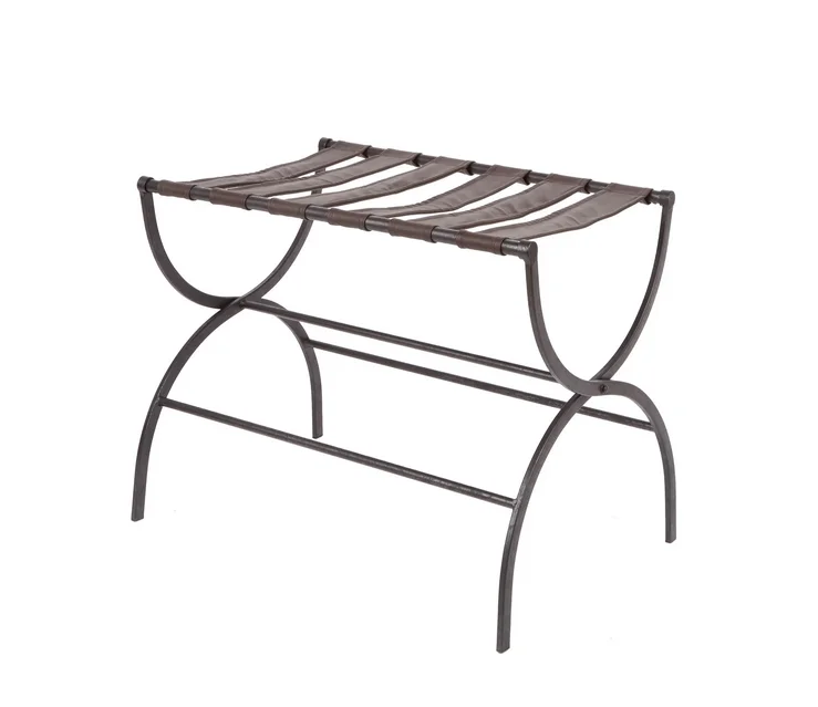 Retro Vintage Baggage Hotel Bedroom Furniture Suitcase Stand Rack Heavy Duty Holder Folding Luggage Rack in Iron Black Finishing