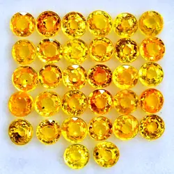 Natural Round Shape Faceted Yellow Sapphire Loose Gemstone Polished Cabochon Making Jewelry wholesale price