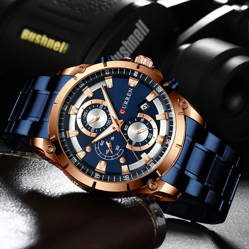 Curren 8360 Blue Watches Mens Luxury Brand Quartz Wristwatch Fashion Sport and Causal Business Watch Male Clock Reloj Hombres