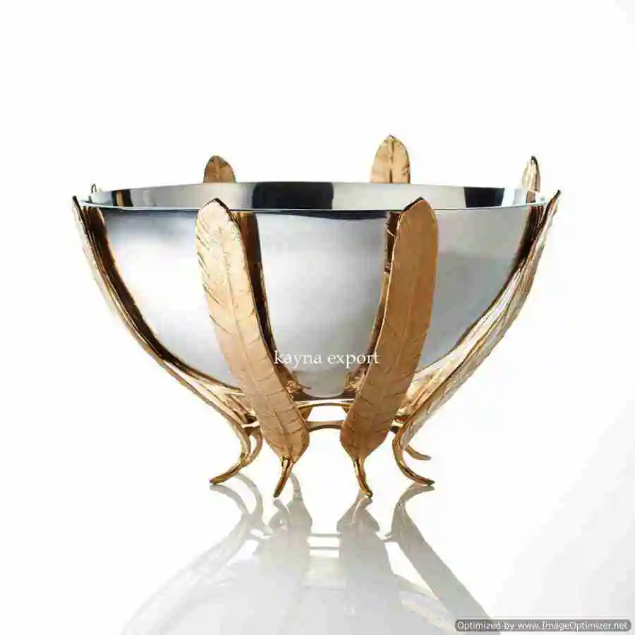 designer brass platted metal fancy bowl fancy gold plated bowl for chips and dips use at competitive discounted price