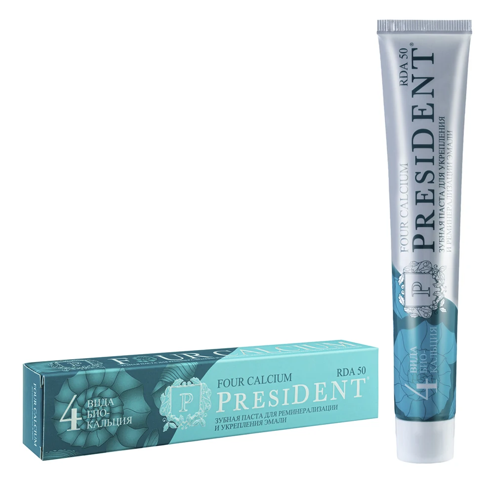 Toothpaste PRESIDENT FOUR CALCIUM (50 RDA) 75 g