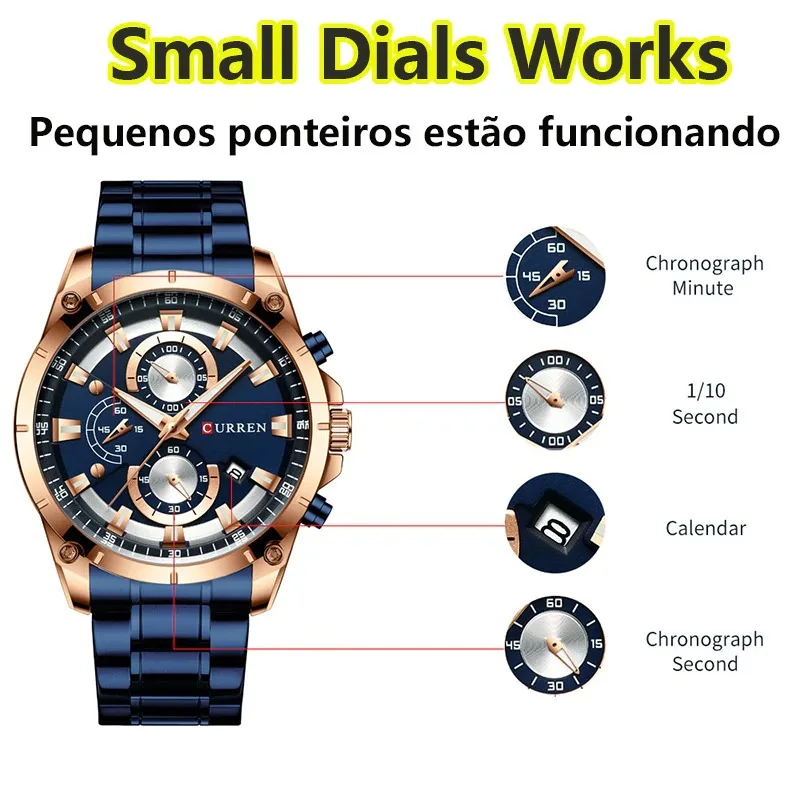 Curren 8360 Blue Watches Mens Luxury Brand Quartz Wristwatch Fashion Sport and Causal Business Watch Male Clock Reloj Hombres