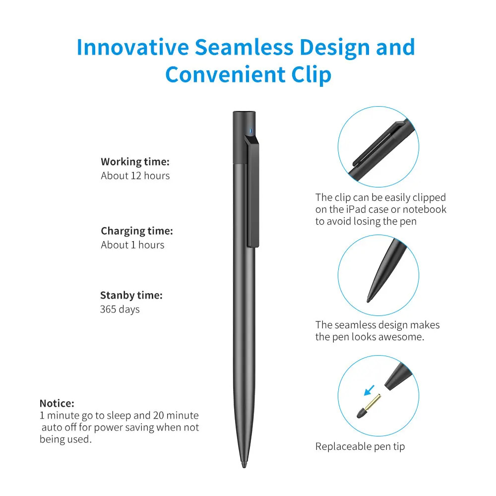 Stylus Pen for  Pad Pencil Touch Pencil with Palm Rejection for Precise Writing & Drawing - Compatible with xPad Pro