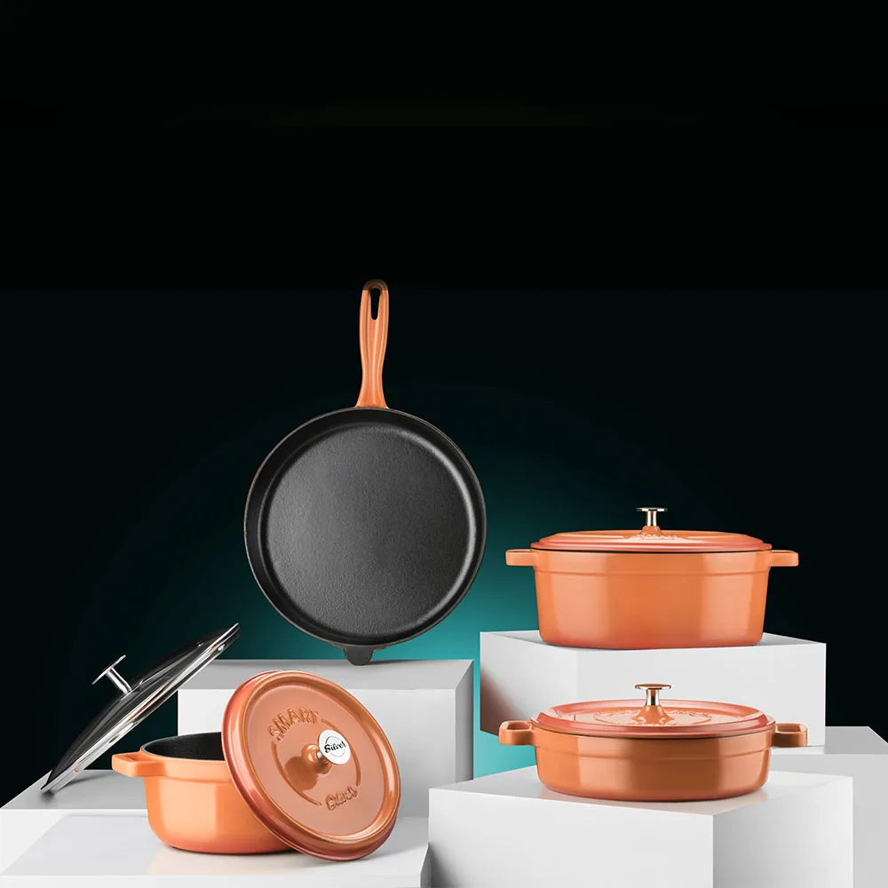 Наборы посуды, чугунные эмалированные кастрюли и сковороды, оптовая продажа, высокое качество, домашняя кухня, изготовление на заказ, антипригарное покрытие, Сделано в Турции