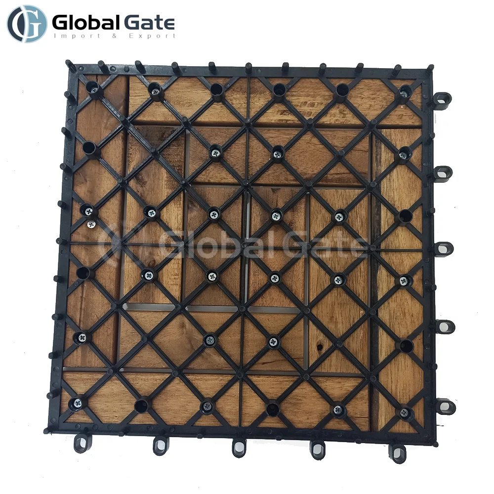 Easy installation wood deck tiles interlocking Acacia outdoor decking tiles wood floor