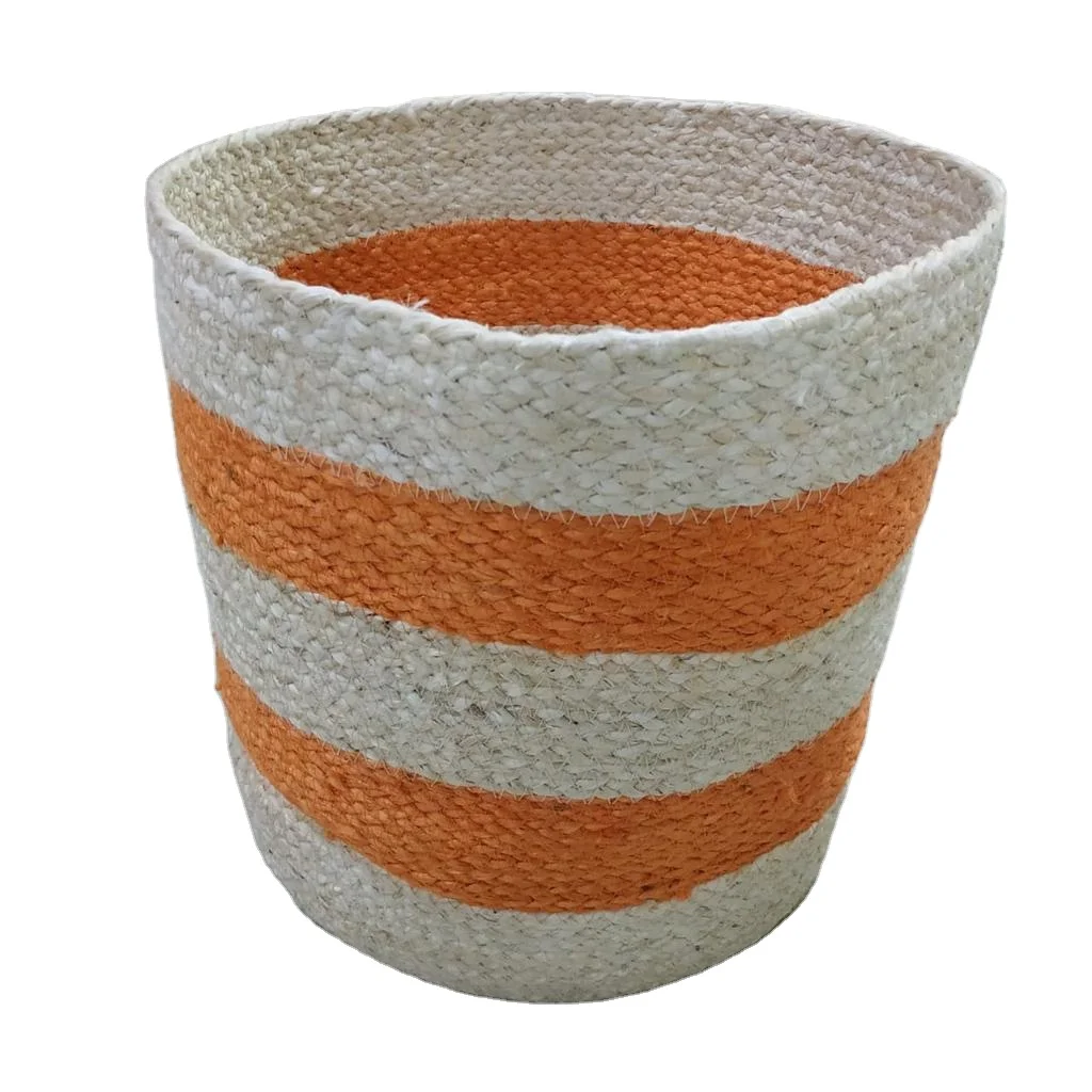 Factory Price Top Quantity Best Selling In Stock Customize Size100% Jute Nature Baskets with Straw & Plastic