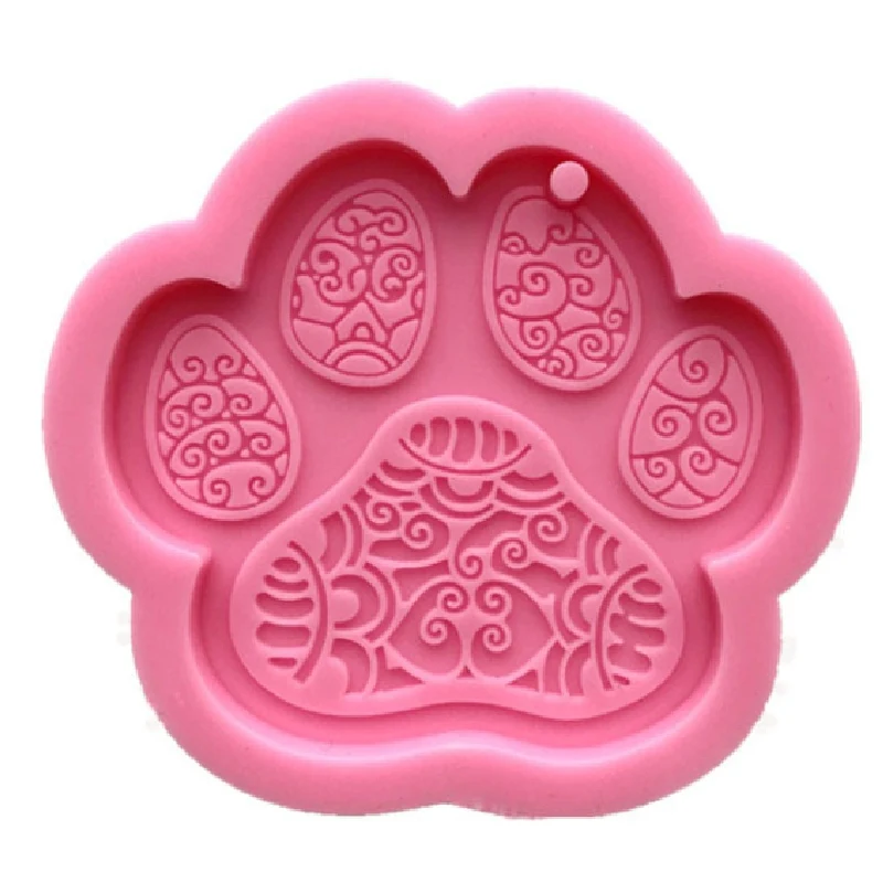 
New Love Bear paw molds for keychains DIY Dog foot epoxy model resin key keychains moulds silicone Shiny custom mold 