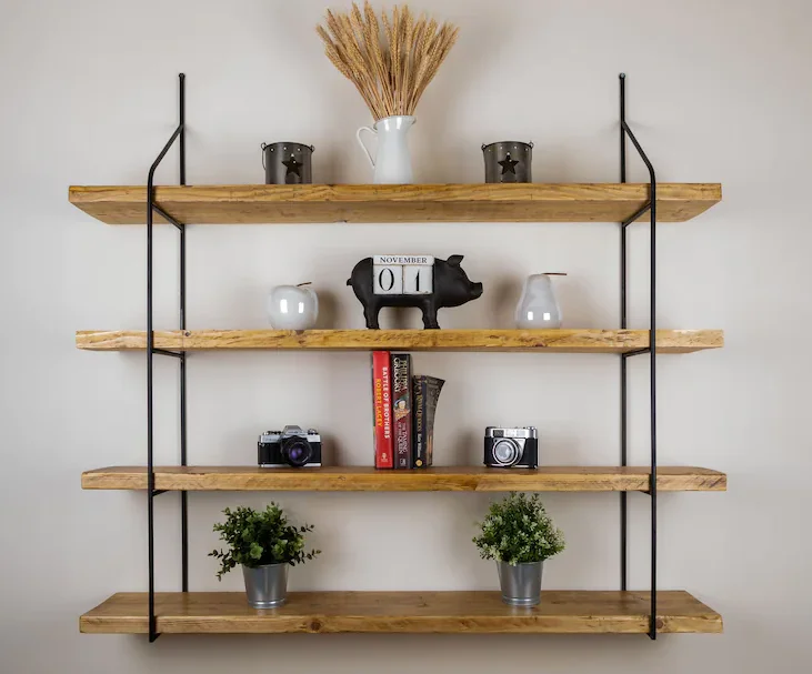Современная Деревянная настенная полка с черным кронштейном железная гостиная книжная для хранения домашний декор по оптовой цене из Индии